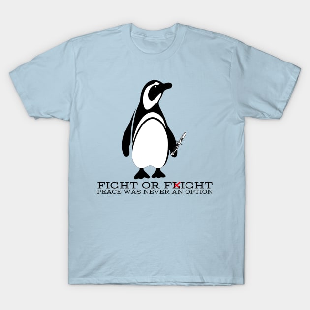 Fight Penguin T-Shirt by capesandrollerskates 